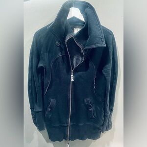 Free People Black Layered Full Zip Vintage Y2K Sweater Size M